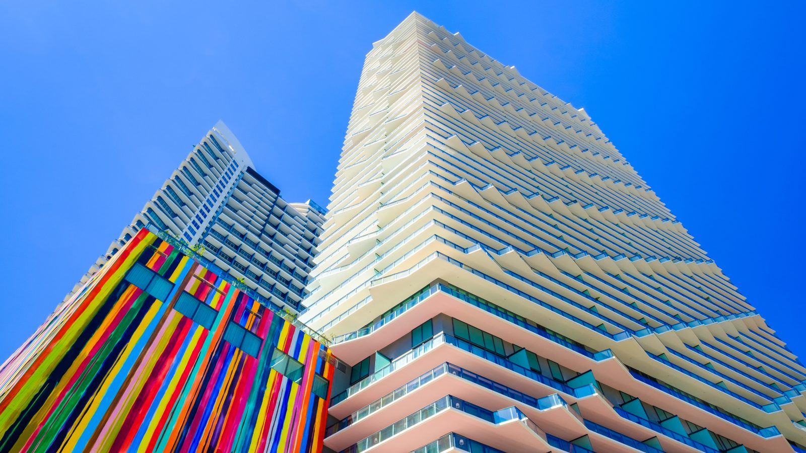 SLS Brickell: the building from outside, in Miami.